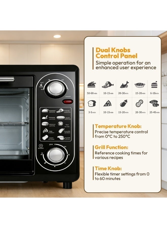 Arabayt Electric Oven,Oven Machine 48L 220V 2000W,60 min timer and auto-shutoff,Heating Elements,Thermostat,Includes Backing Pan and Rack (Black 48 litres) - Image 5